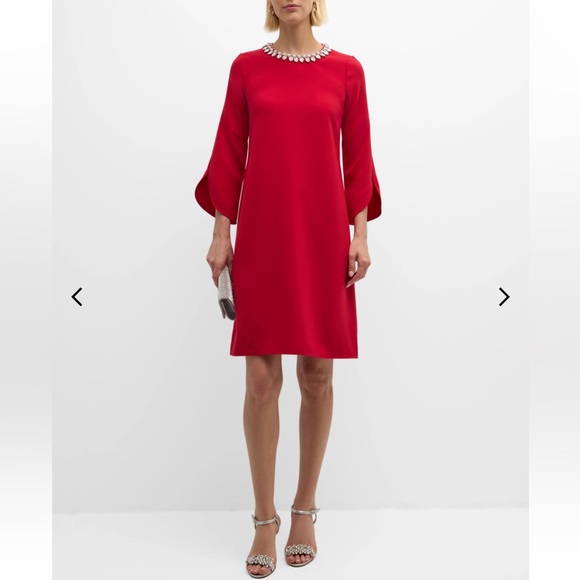 Rickie Freeman for Teri Jon Dresses & Skirts - Rickie Freeman for Teri Jon Crystal Embellished Crepe Midi Shift Dress - Red 12